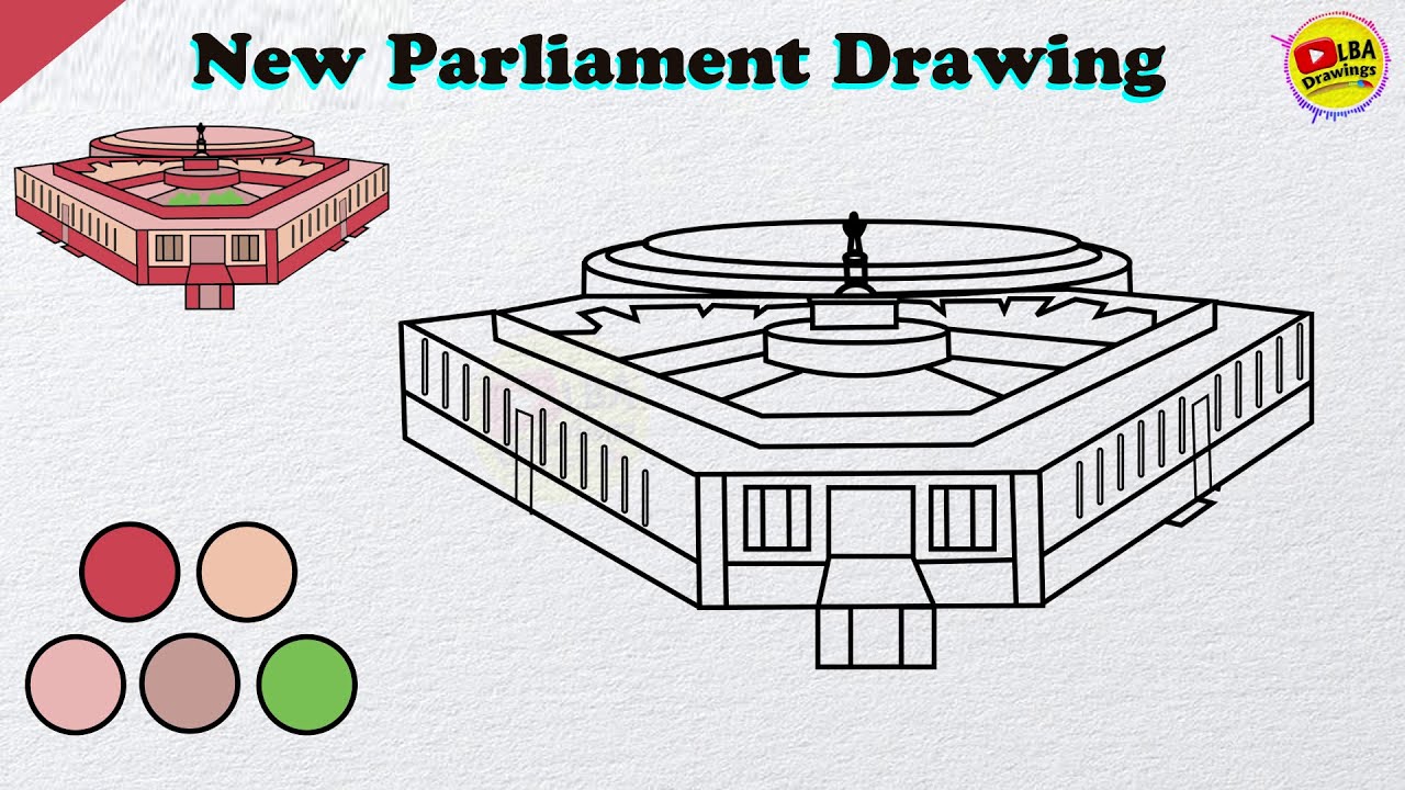 How To Draw New Parliament Building | New Delhi | LBA Drawing