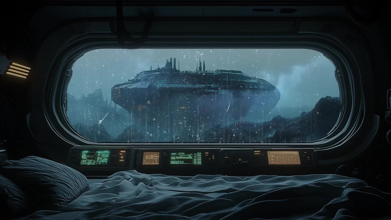 Orbiting Space Station Rainstorm 🌧️ Cozy Sci Fi Cabin Sounds for Deep Sleep, Focus and Relaxation