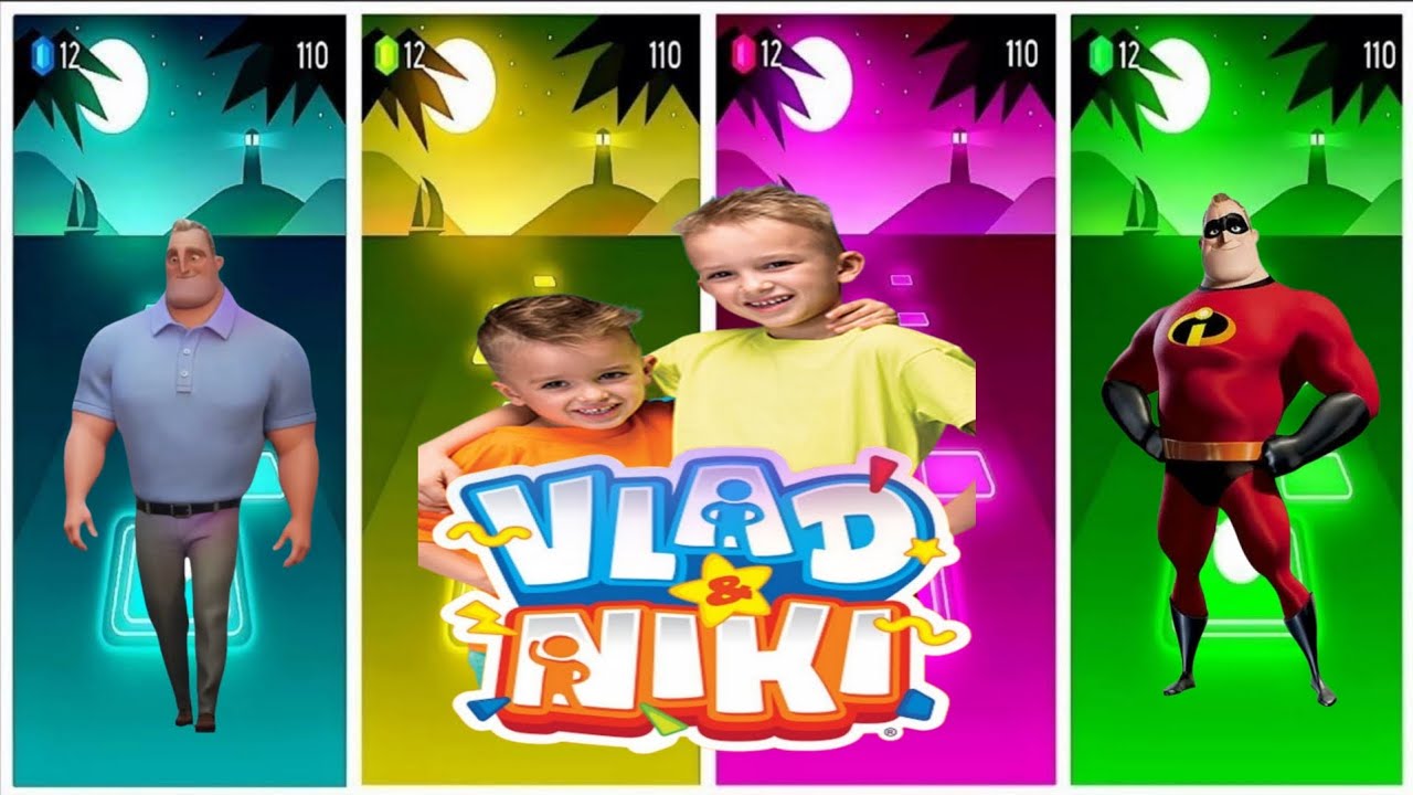 Tiles Hop - Incredibles 🆚 Vlad 🆚 Niki 🆚 Incredibles 🎶 Tiles Hop EDM Rush