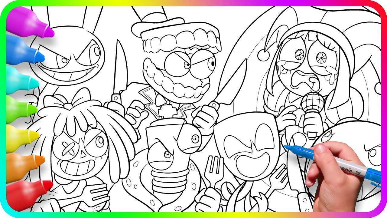 AMAZING DIGITAL CIRCUS Coloring Pages - Pomni in DANGER / Coloring characters from digital circus