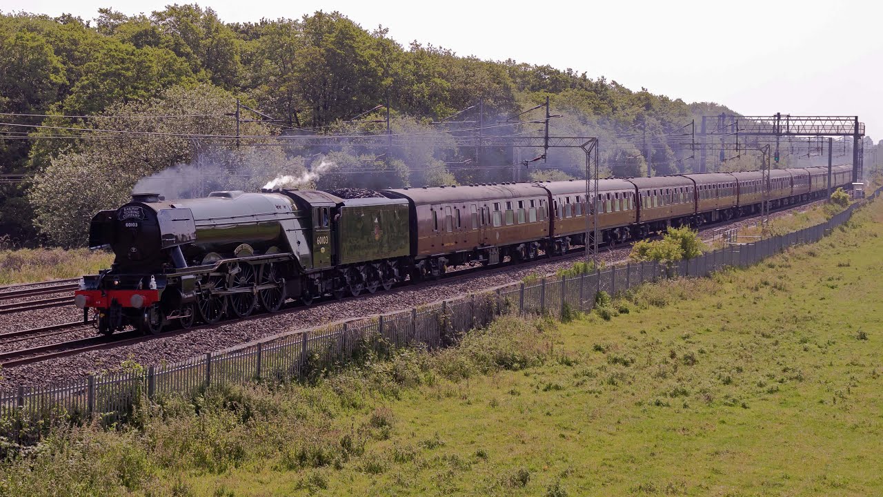 Flying Scotsman and Midland Pullman on the WCML, Millmeece, Staffordshire.