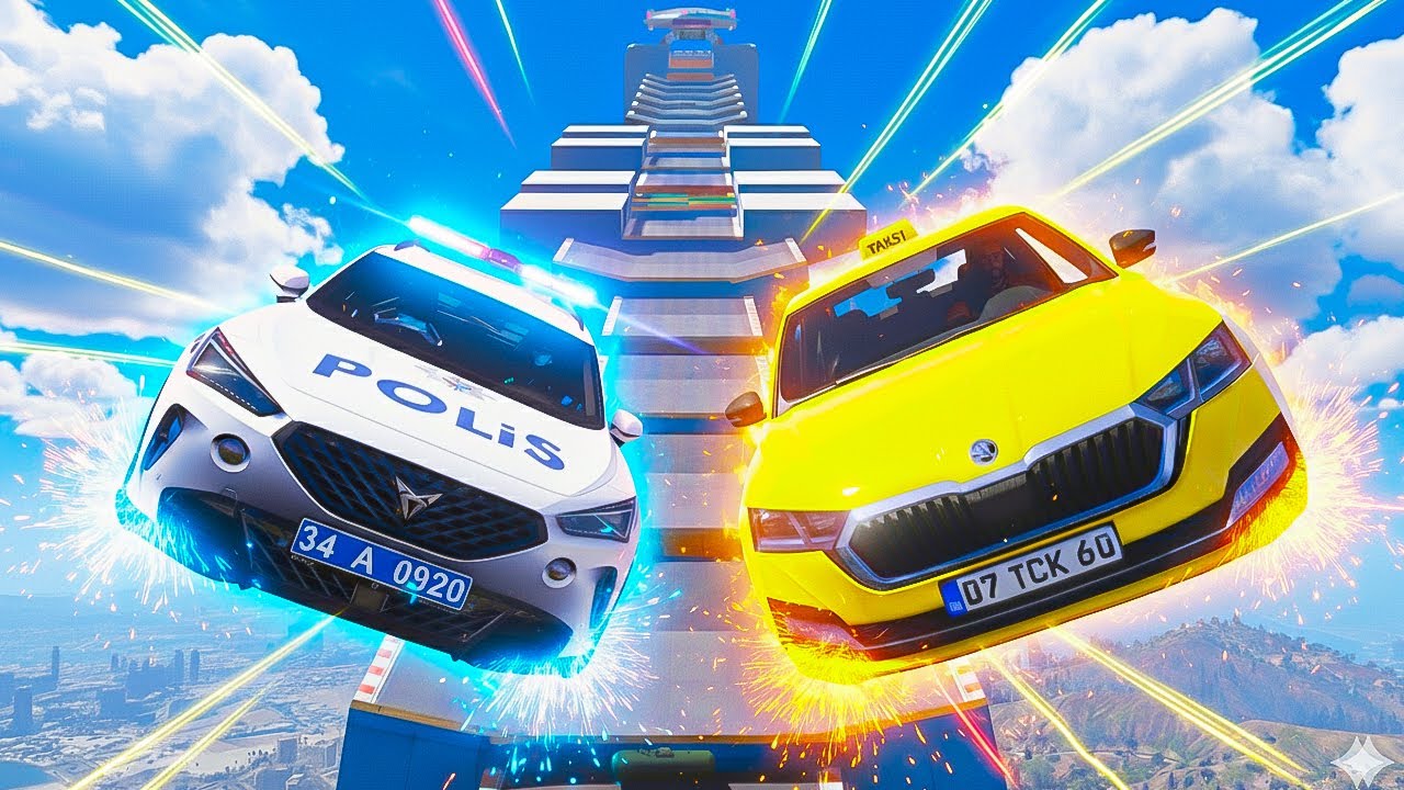 Türk Polis Arabalar vs Türk Taksi Arabalar YENİ PARKURDA - GTA 5 MODS