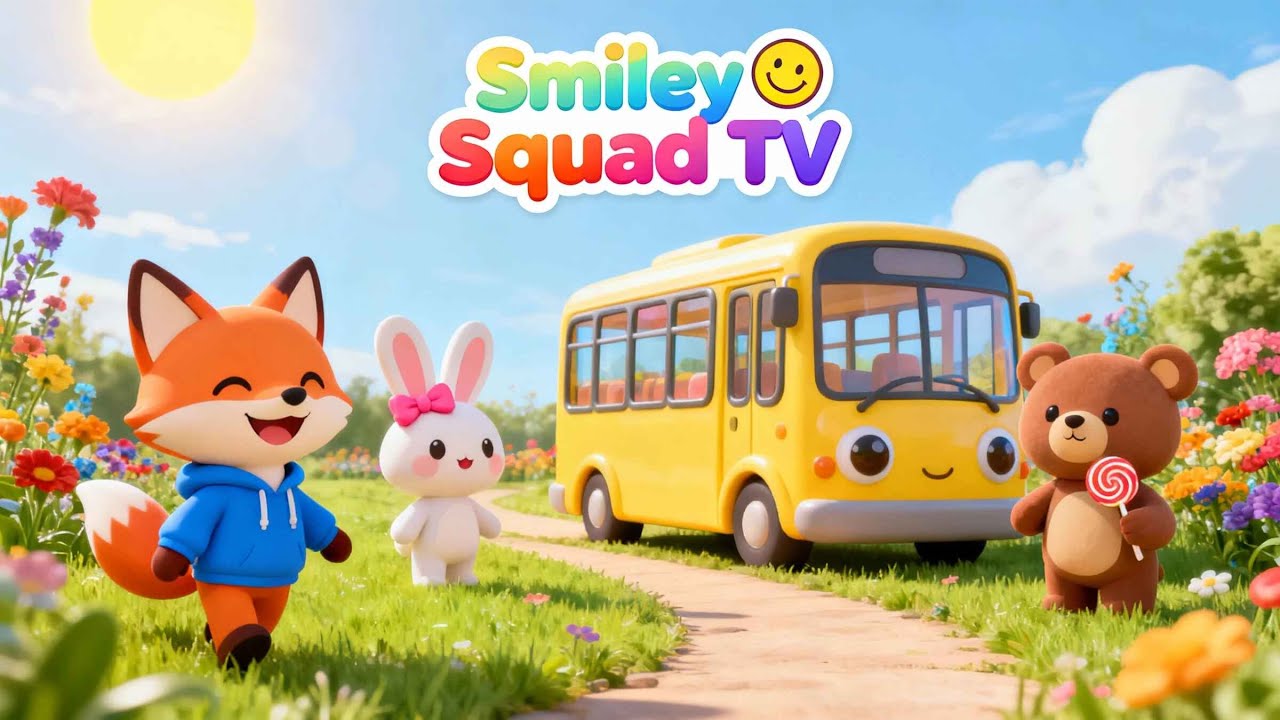 Yellow Bus Wheels Go Round - Fun Kids Bus Song | Nursery Rhymes