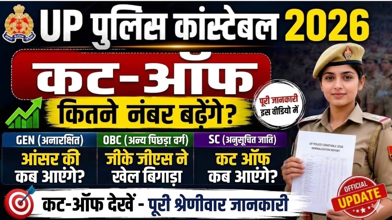 UP Police Constable Expected Cut Off 2026 | Normalization Update | General OBC SC ST Cut Off | Key