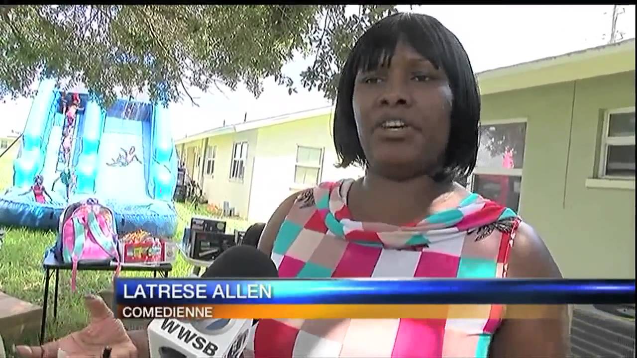 comedienne Latrese Allen and fans back to school drive