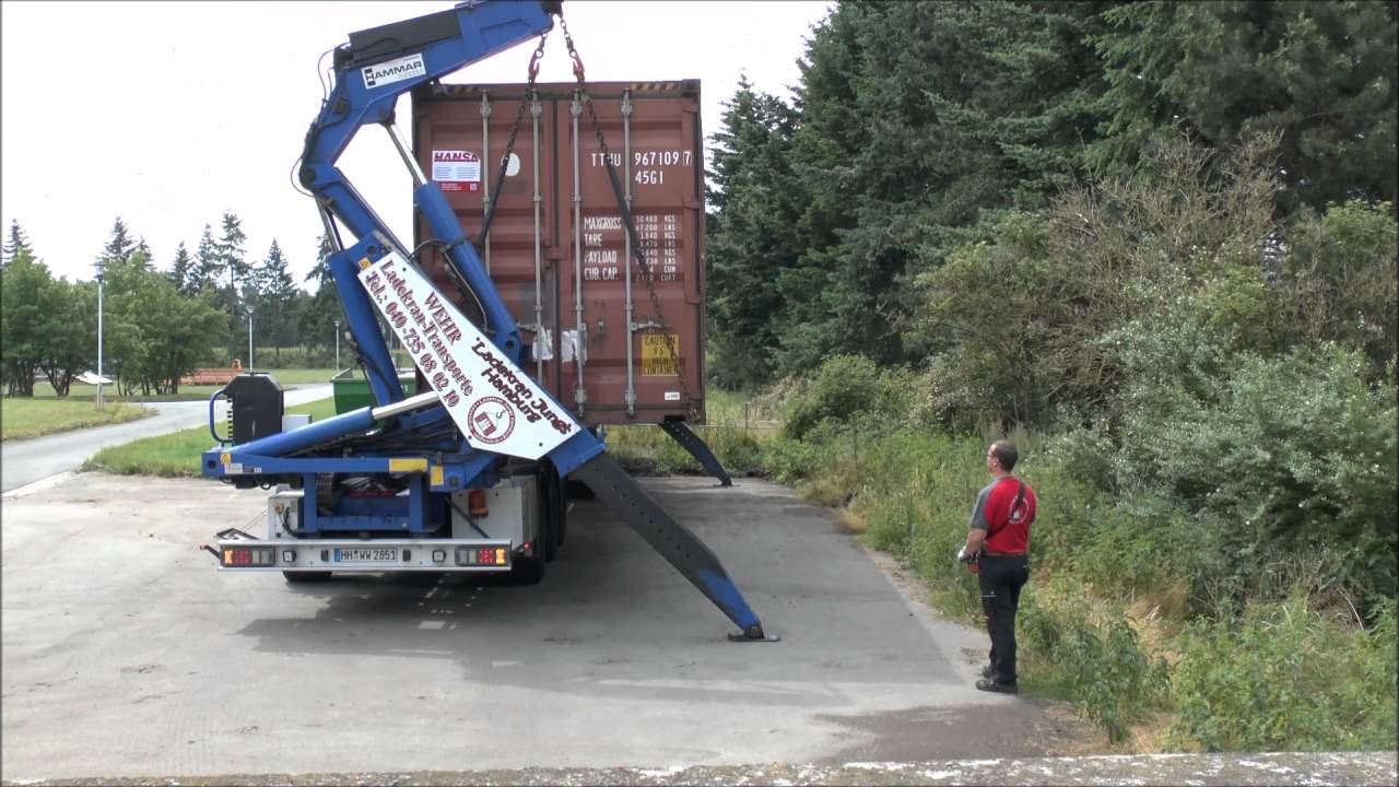 40`HC Container Abladen per Seitenlader