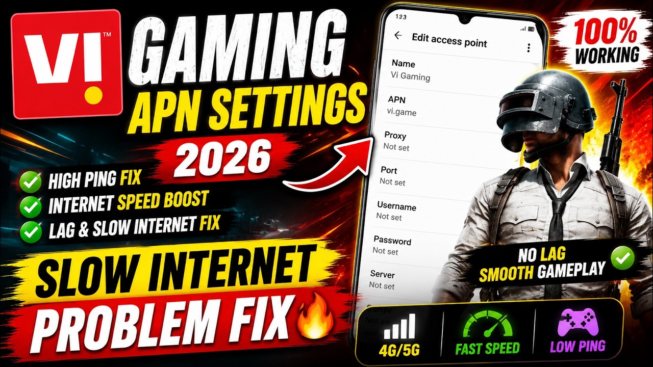VI High Ping Fix for Gaming 🎮 Best APN Settings 2026 | No Lag + Fast Net 🚀