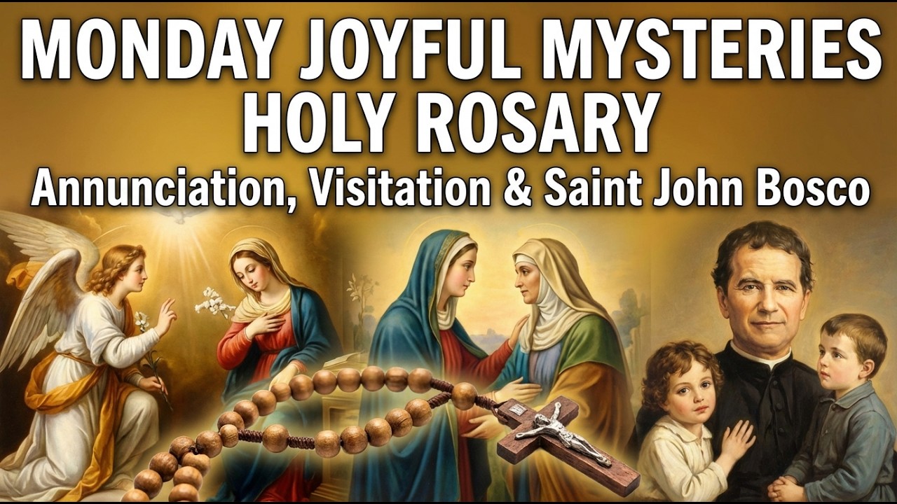 Monday Joyful Mysteries Holy Rosary | Annunciation, Visitation & Saint John Bosco