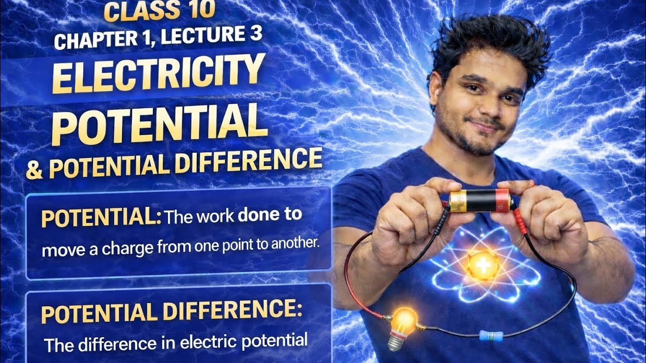  Lecture-3//Class-10//Chapter-1//Electricity,Potential &Potential difference.