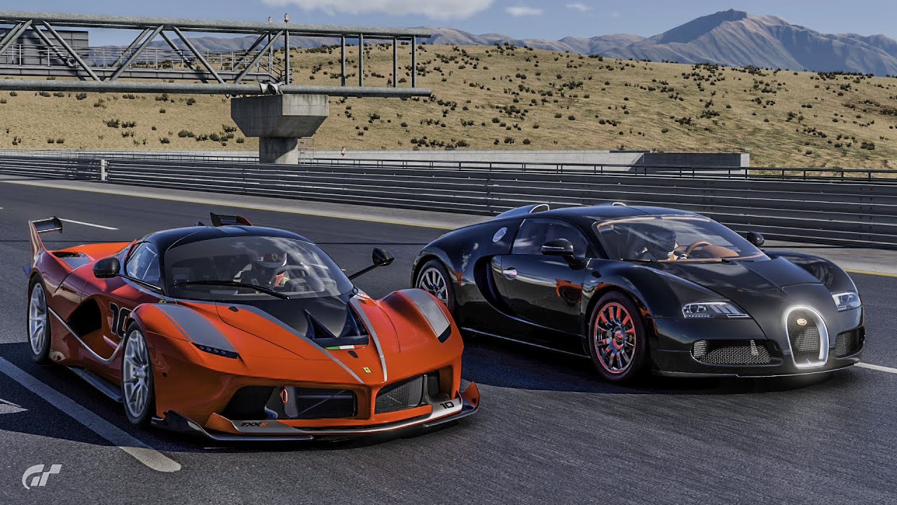 Gran Turismo 7 Drag race: Ferrari FXXK vs Bugatti Veyron 16.4