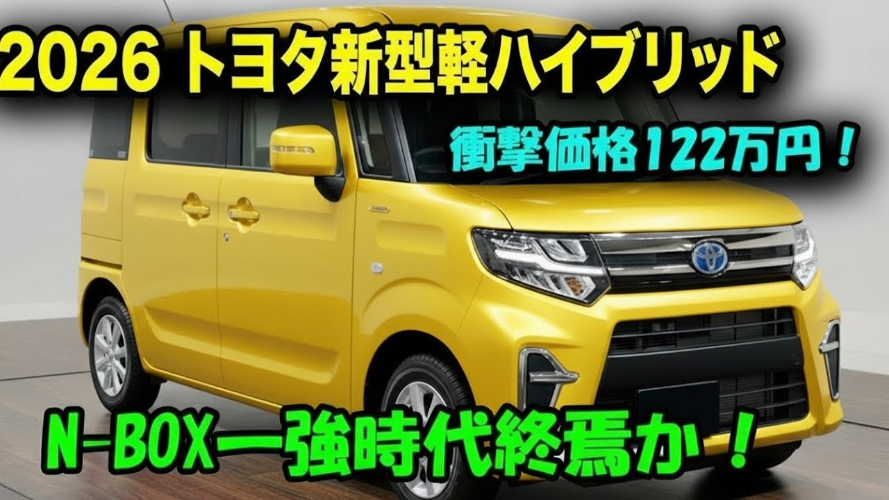 トヨタ新型軽ハイブリッド2026年発売、衝撃の122万円！シリーズ式ハイブリッドでN-BOXを完全に過去にする驚愕スペック公開！