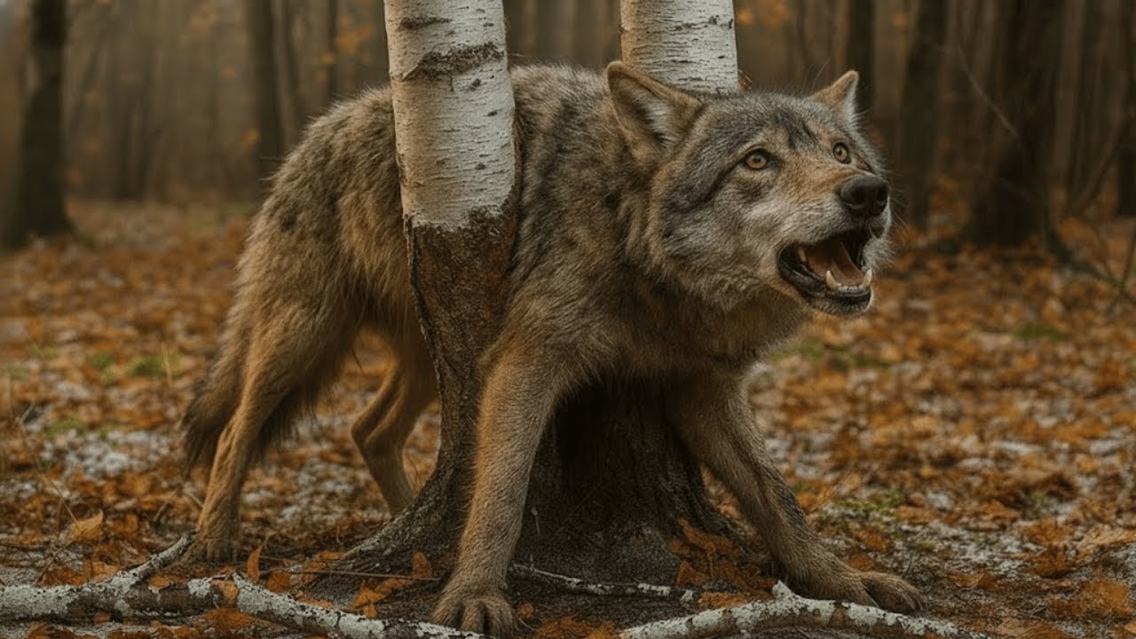 Wilk utknął między drzewami i wył z bólu… Mężczyzna uratował — i wilk tego nie zapomniał