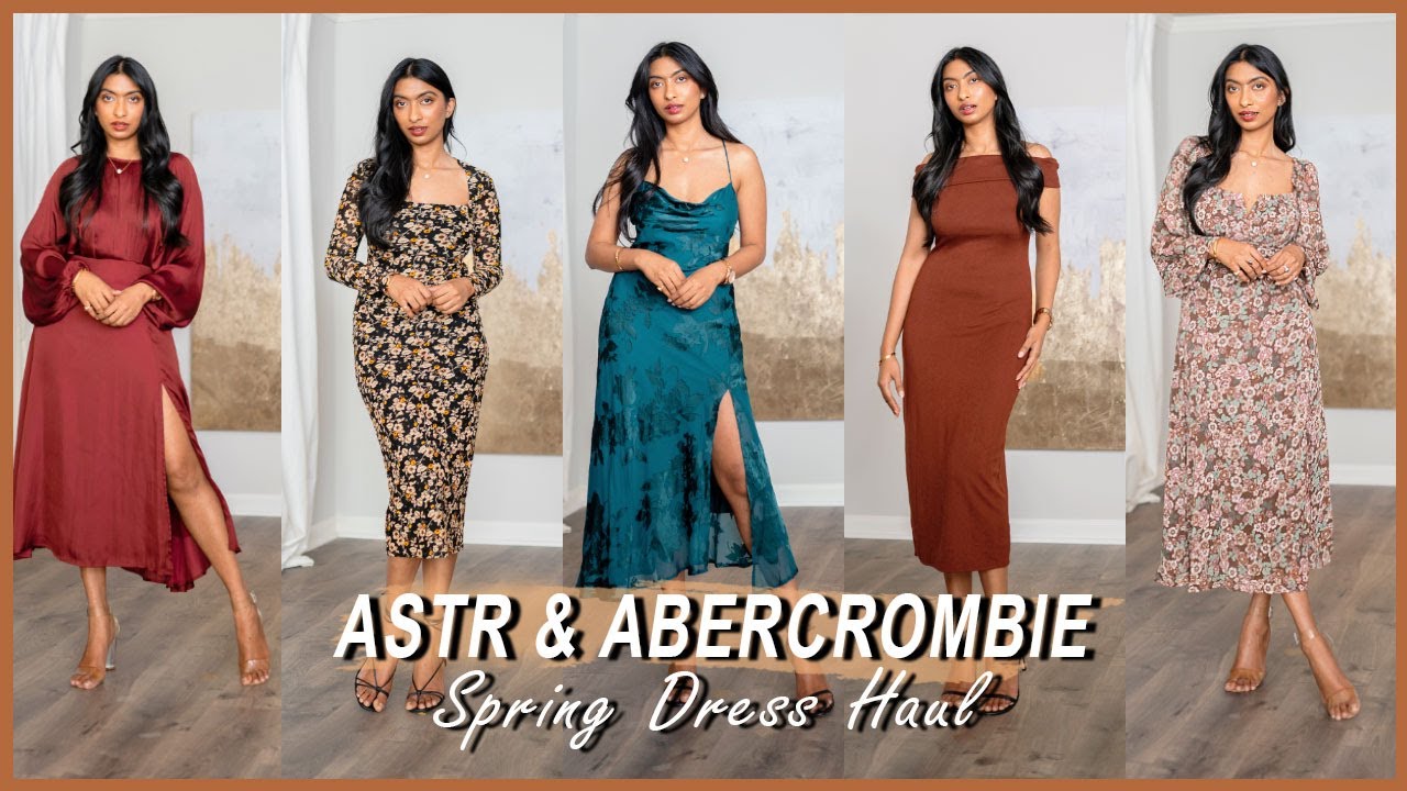 Astr, abercrombie spring haul | feminine spring dress try on haul| Wedding guest outfit options.