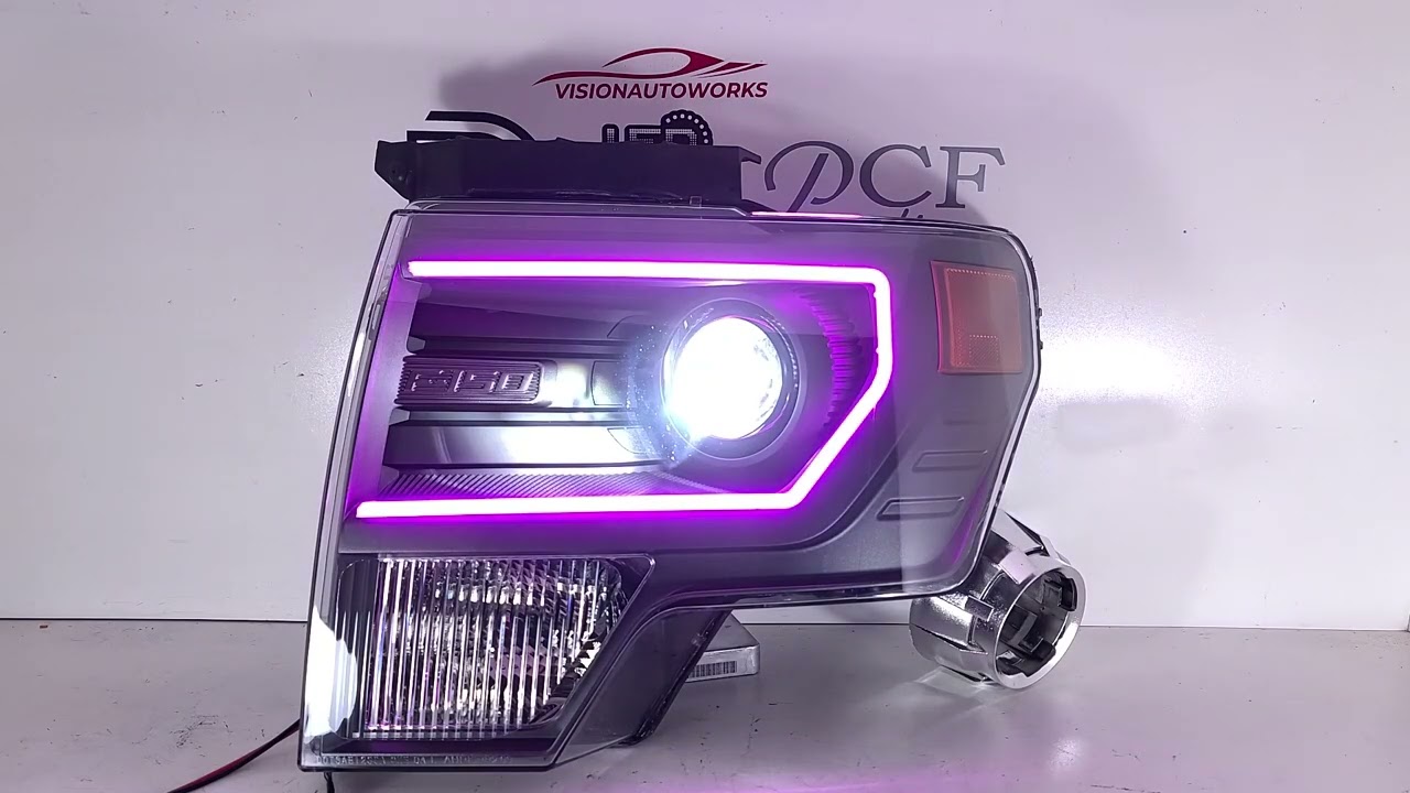 13-14 Ford F-150 SVT Raptor Headlights - RGB boards, EvoX-R projectors, Lens Etch - VisionAutoworks