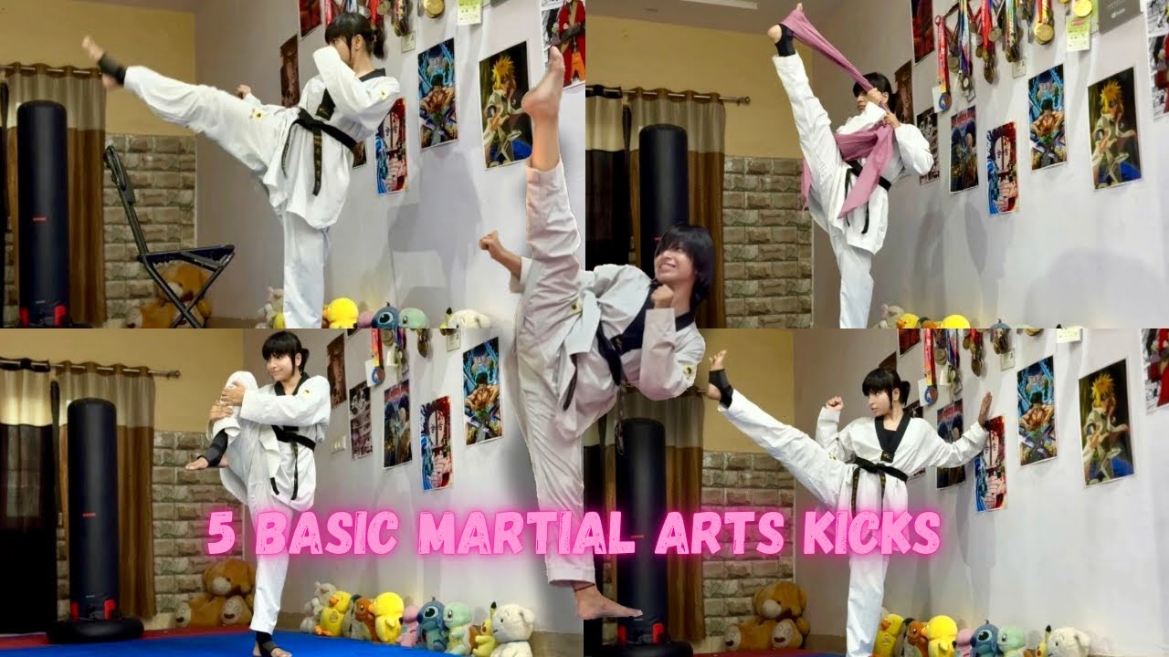5 Martial Arts Kicks for Self Defense & Fat Loss | Taekwondo Training at Home for Beginners 