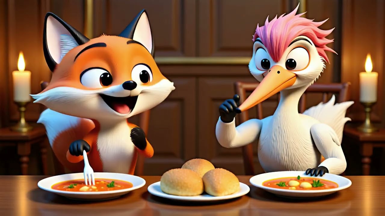 The Fox and The Stork cartoon | Nursery Storytelling | Kids Moral Stories #kidslearningvideos