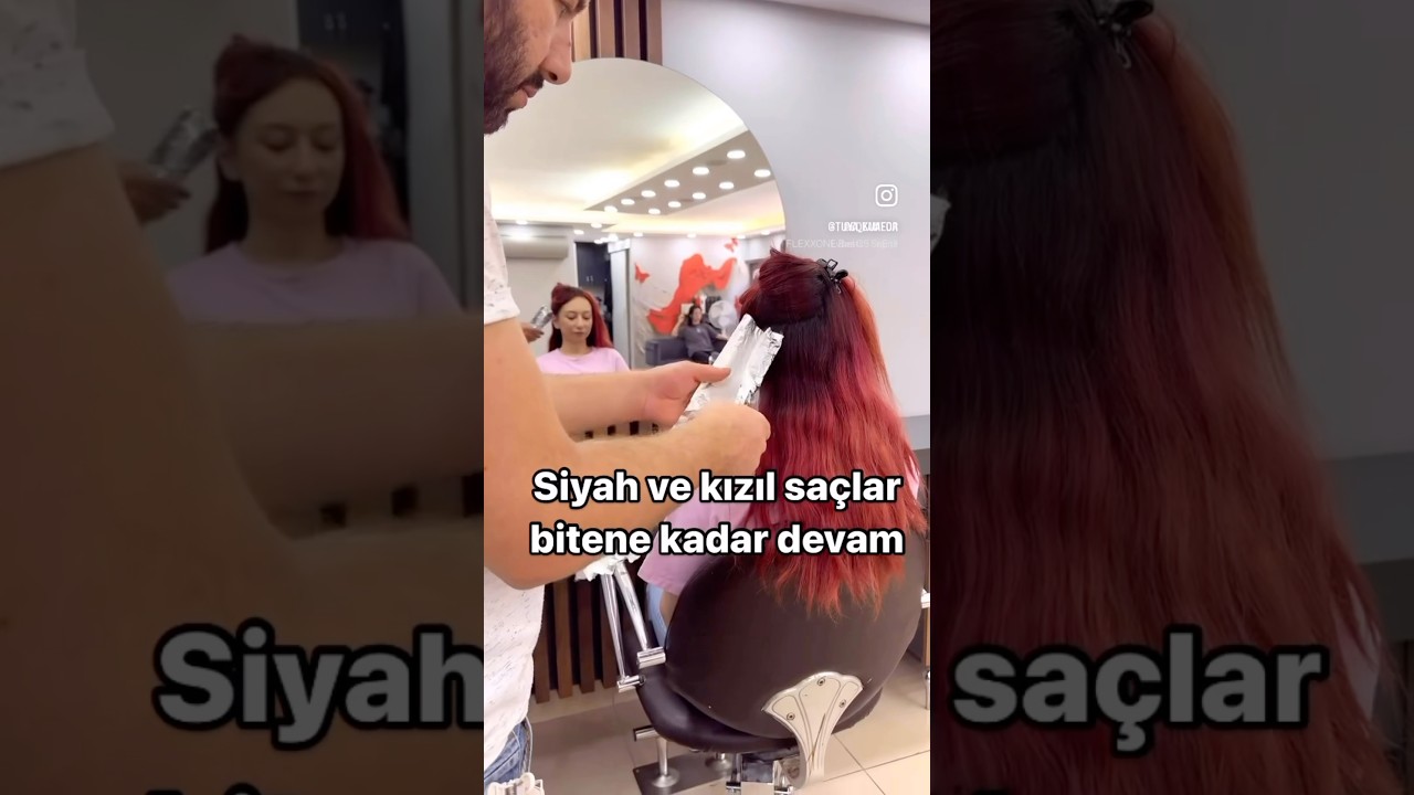Siyah ve kızıl sa&ccedil; d&uuml;şmanı #hair #balyageombre #evdesa&ccedil;boyama