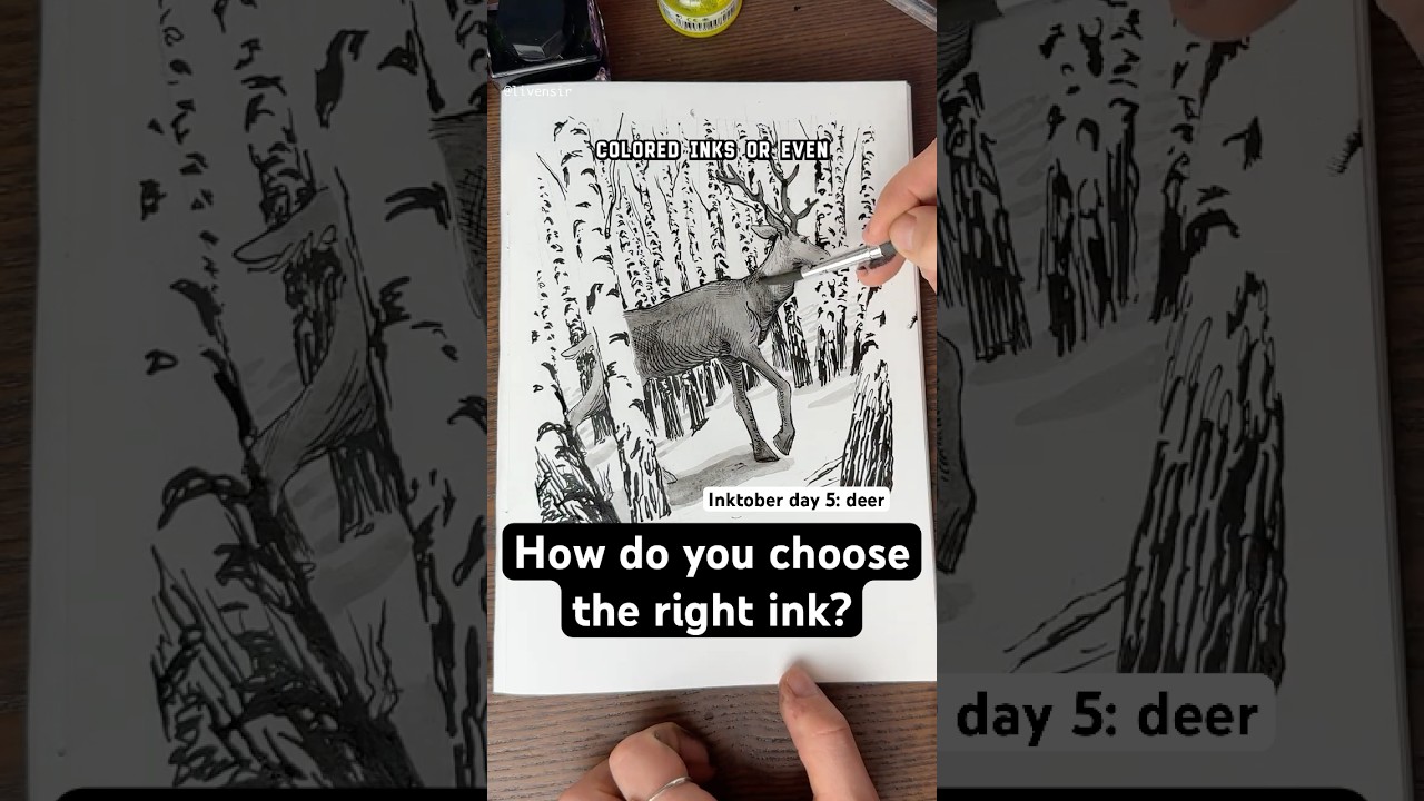 How do you choose the right ink? #inktober day 5 #inktober2025 #deer #art #arttutorial #ink #drawing