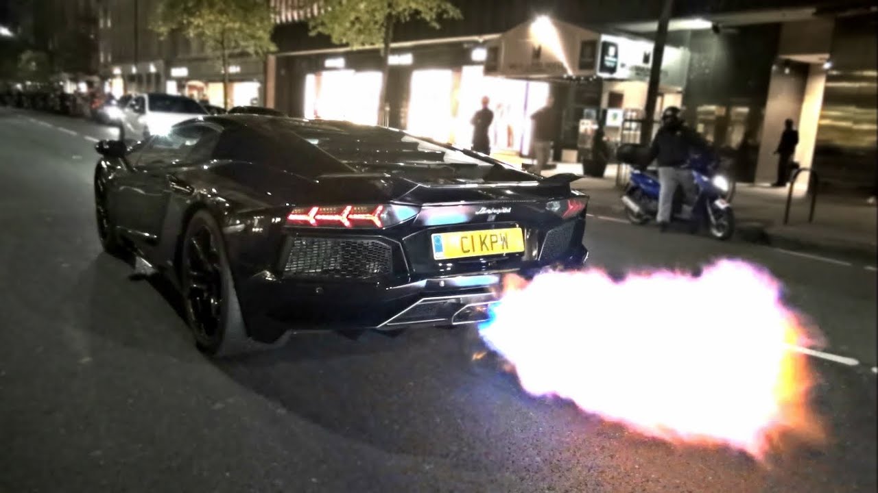 BIGGEST FLAMES EVER from Lamborghini Aventador!