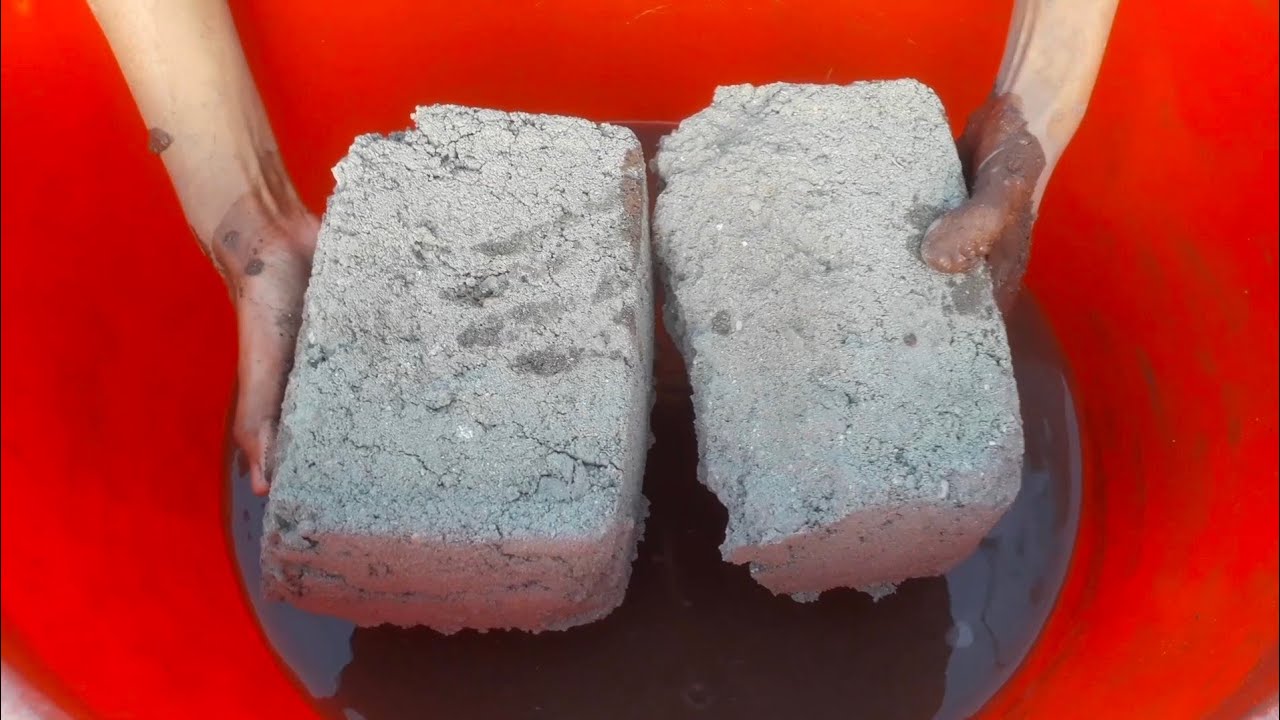 New Sand thin bricks Crumbling in mud water tub ASMR video 📸💦💤