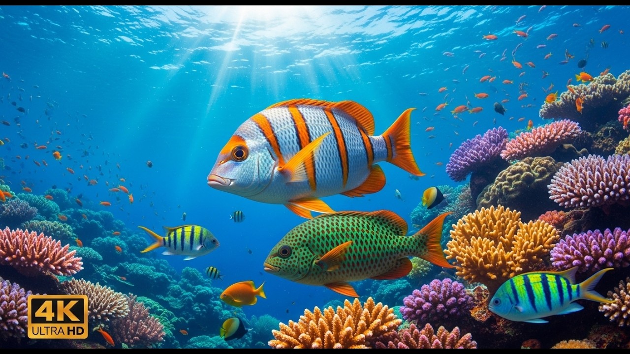 Aquarium 4K Ultra HD - Stunning Coral Reef Fish with Relaxing Meditation Music for Sleep #aquarium
