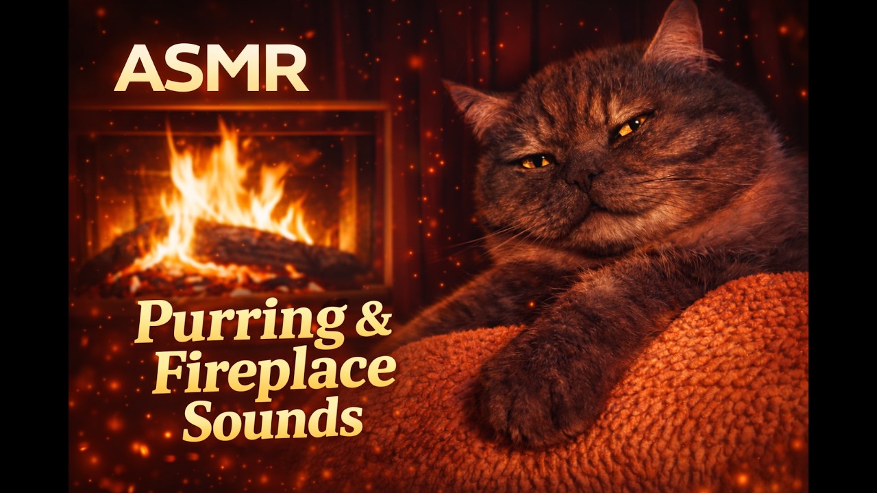 This Cat Grooming ASMR Will Knock You Out 😴🔥 Purring & Fireplace Sounds