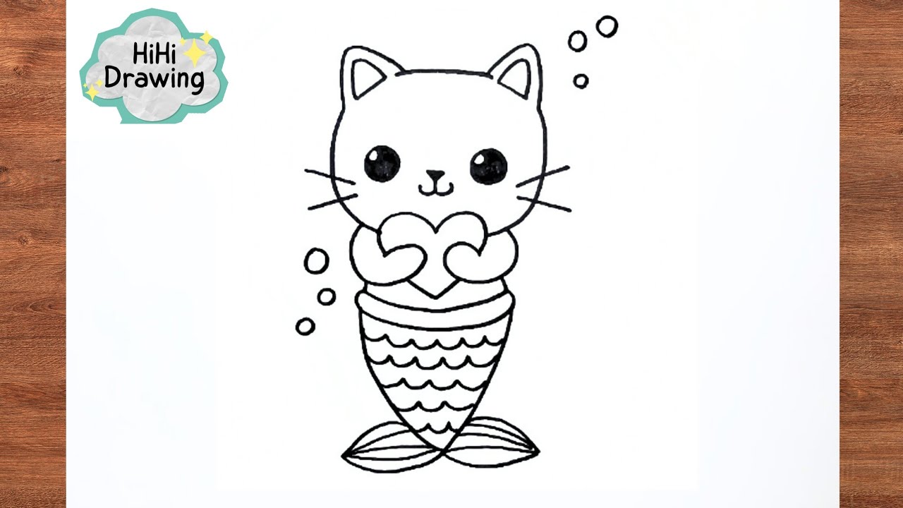 How To Draw a Mermaid Cat | Drawing Step by Step