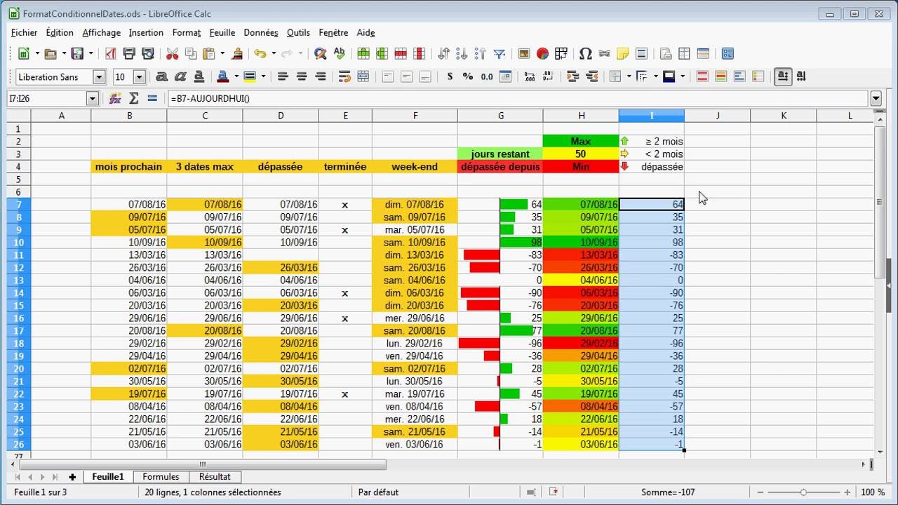 LibreOffice Calc - Exemples de Formatage Conditionnel pour les Dates