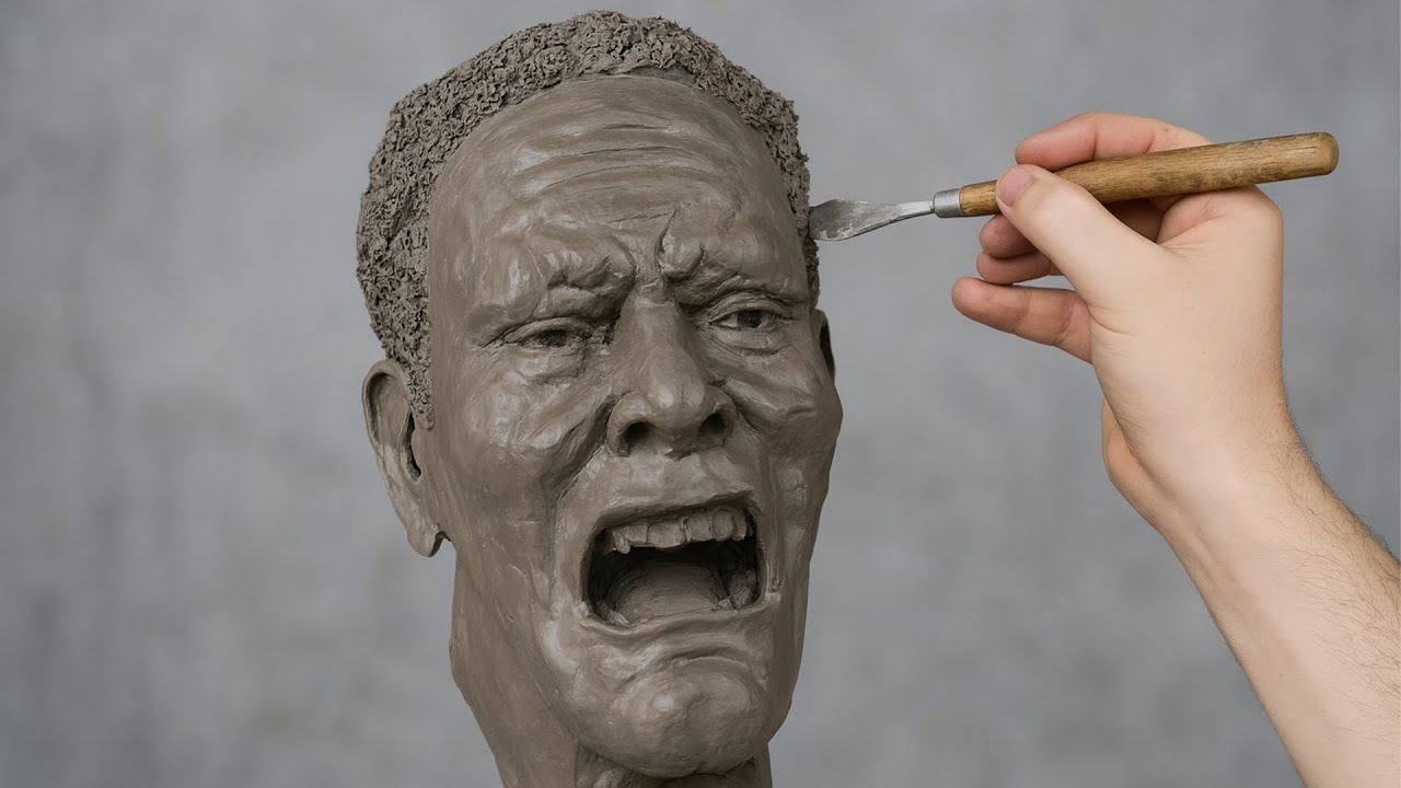 From a Brutal Sculpture to a Sad, Innocent Face! Full Transformation Process