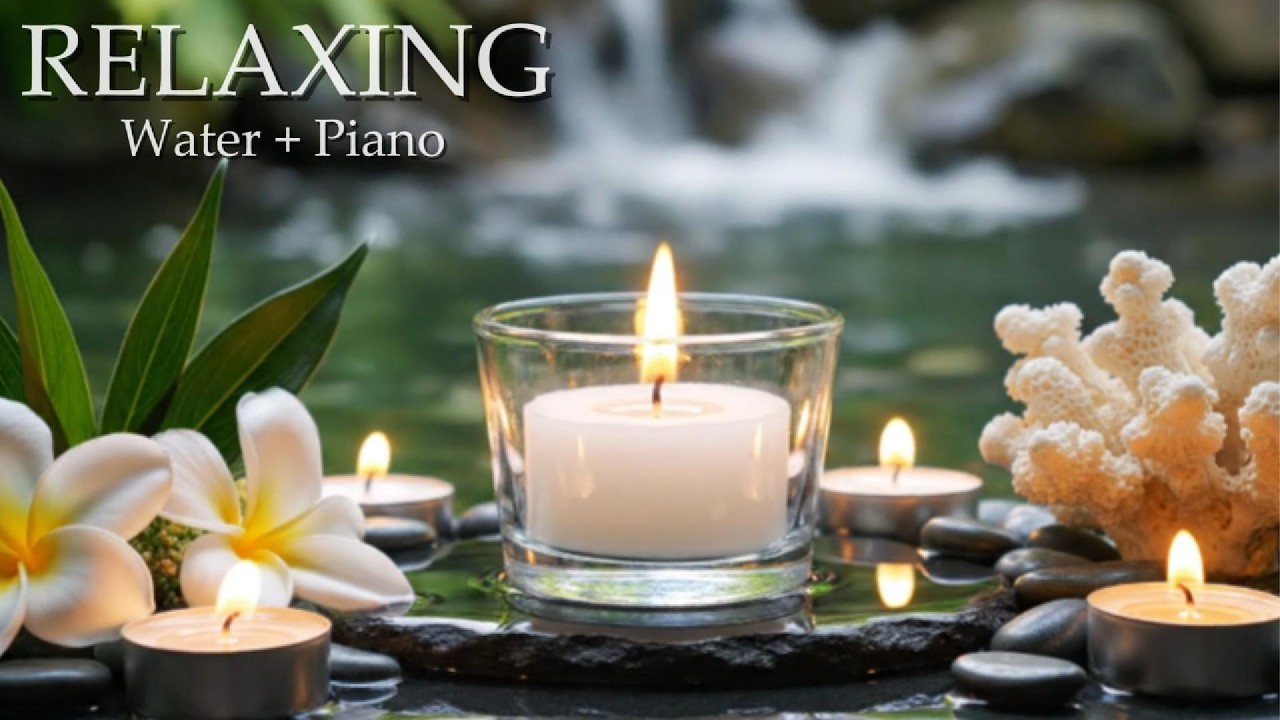 Relaxing Music Relieves Stress, Anxiety and Depression - Bamboo Water Fountain + Healing Piano Music