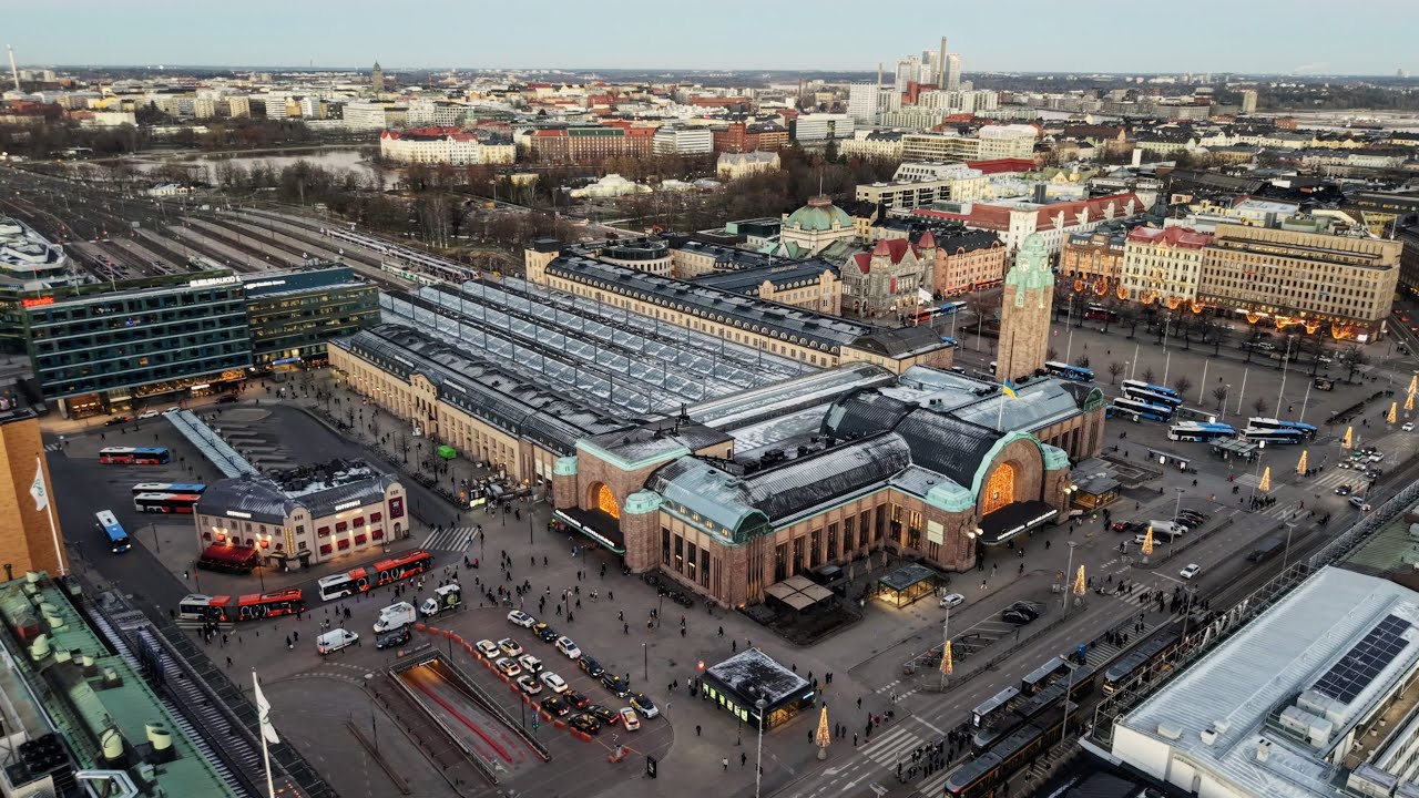 Helsinki Railway Station and Kaisaniemi, December 2025, DJI Mini 5 Pro