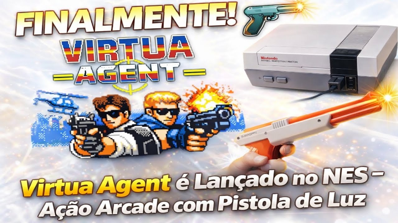 FINALMENTE! 🔫 Virtua Agent é Lançado no NES – Ação Arcade com Pistola de Luz#VirtuaAgent #NES