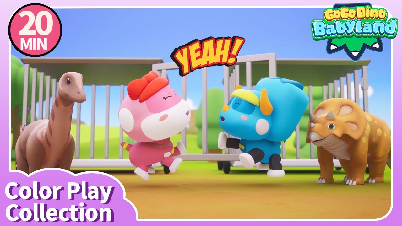 Color Play w/ GOGODINO Babyland | 20min Kids Play Compilation 2 | Dinosaurs | Color Car | Rescue