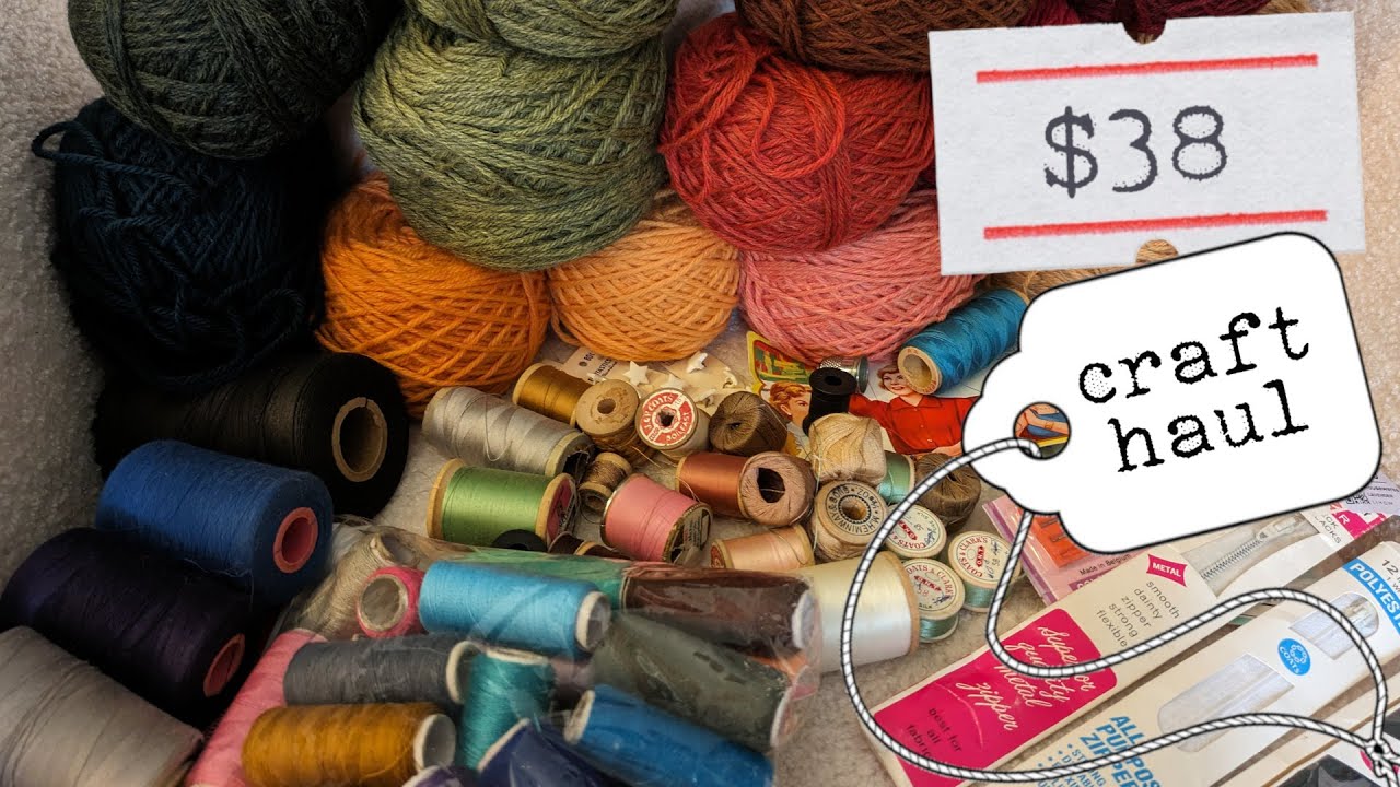 I FORGOT About This Thrift Haul?? Unboxing Antique Store Yarn Knitting and Sewing Craft Supplies