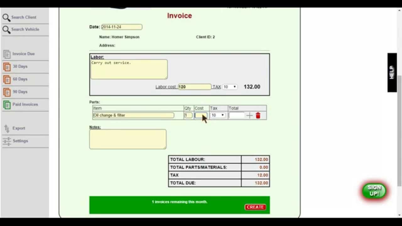 Auto Repair Shop Software - Create an invoice in seconds!