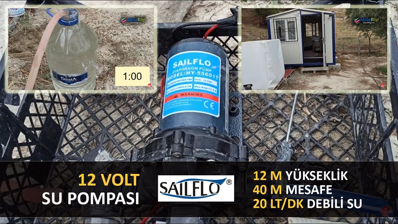 Sailflo 12 Volt Su Pompası ile 12M Kot 40M Mesafe Su Taşıma (20LT/DK)
