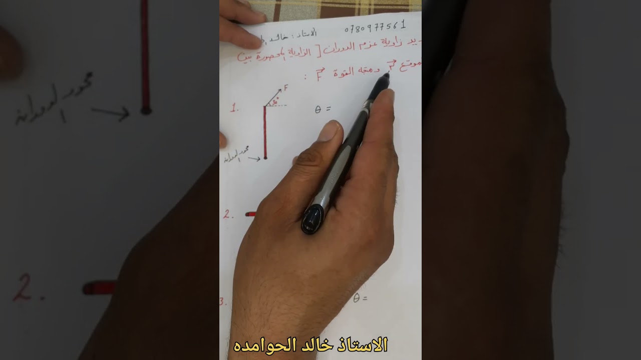 كيفيه تحديد زاويه عزم الدوران بدقه . القيمه العظمى والصغرى لعزم للقوه .