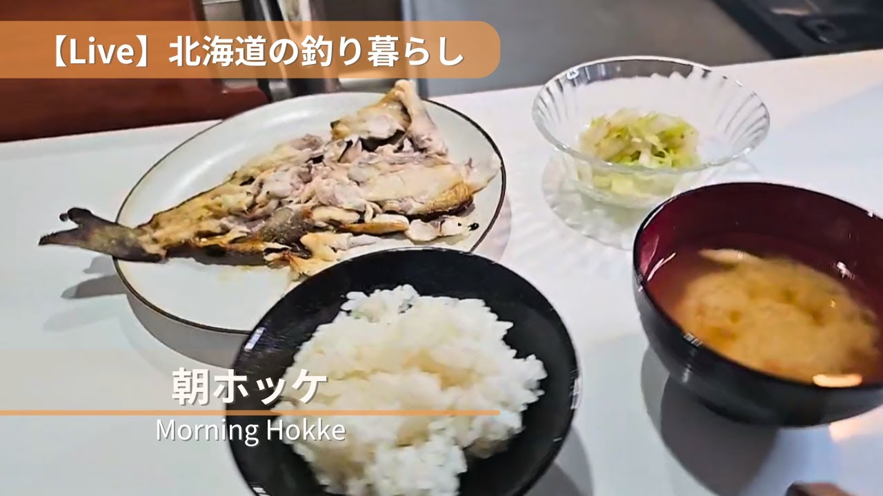 【Live】北海道の釣り暮らし｜朝ごはんにホッケの塩焼き｜Fishing Life in Hokkaido｜Grilled Hokke for Breakfast