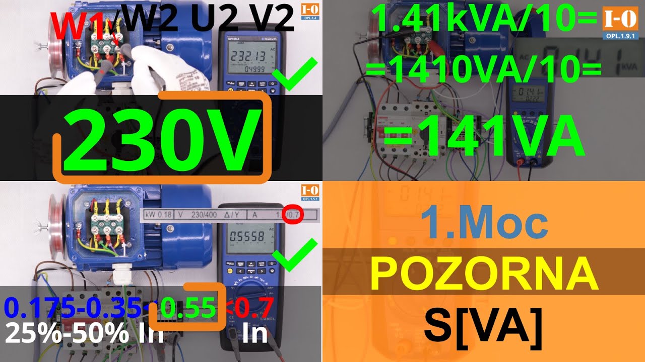 OPL.1.9.1-Pomiar mocy pozornej pobieranej na biegu jałowym przez silnik 230/400V połączony w gwiazdę