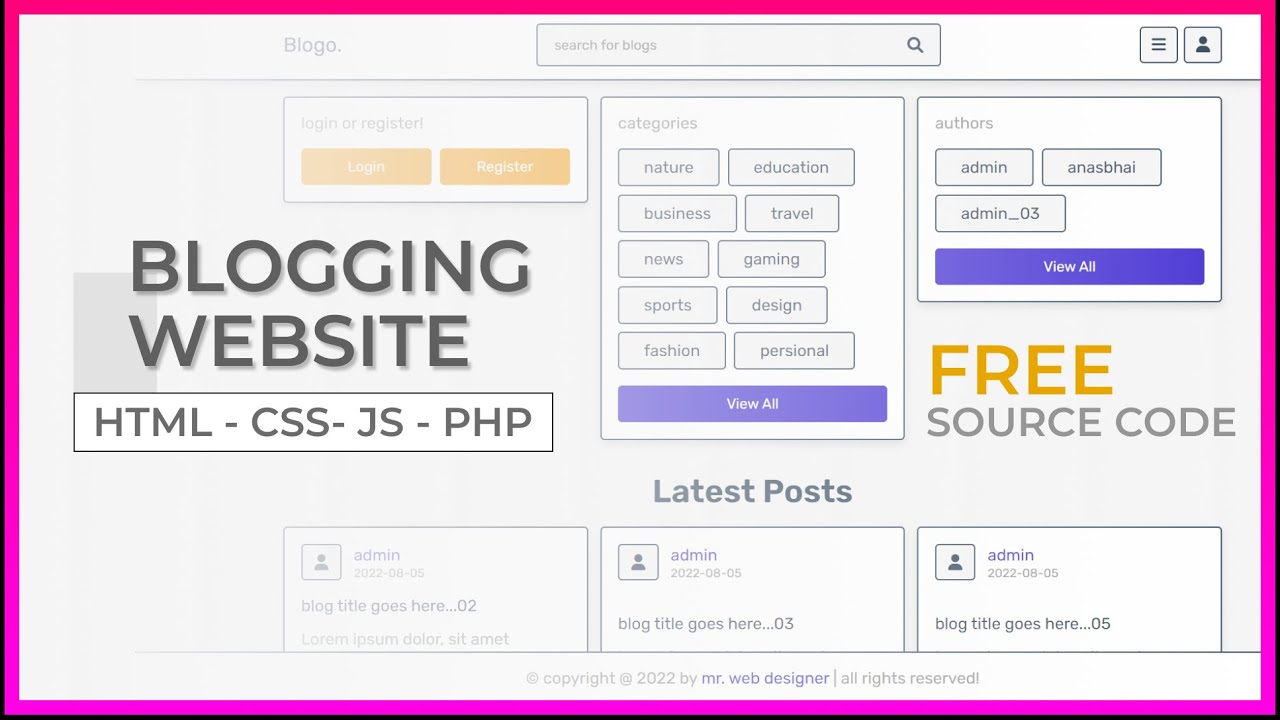 Complete Responsive Bloggin Website Design Using HTML - CSS - JS - PHP PDO [ Demo ]