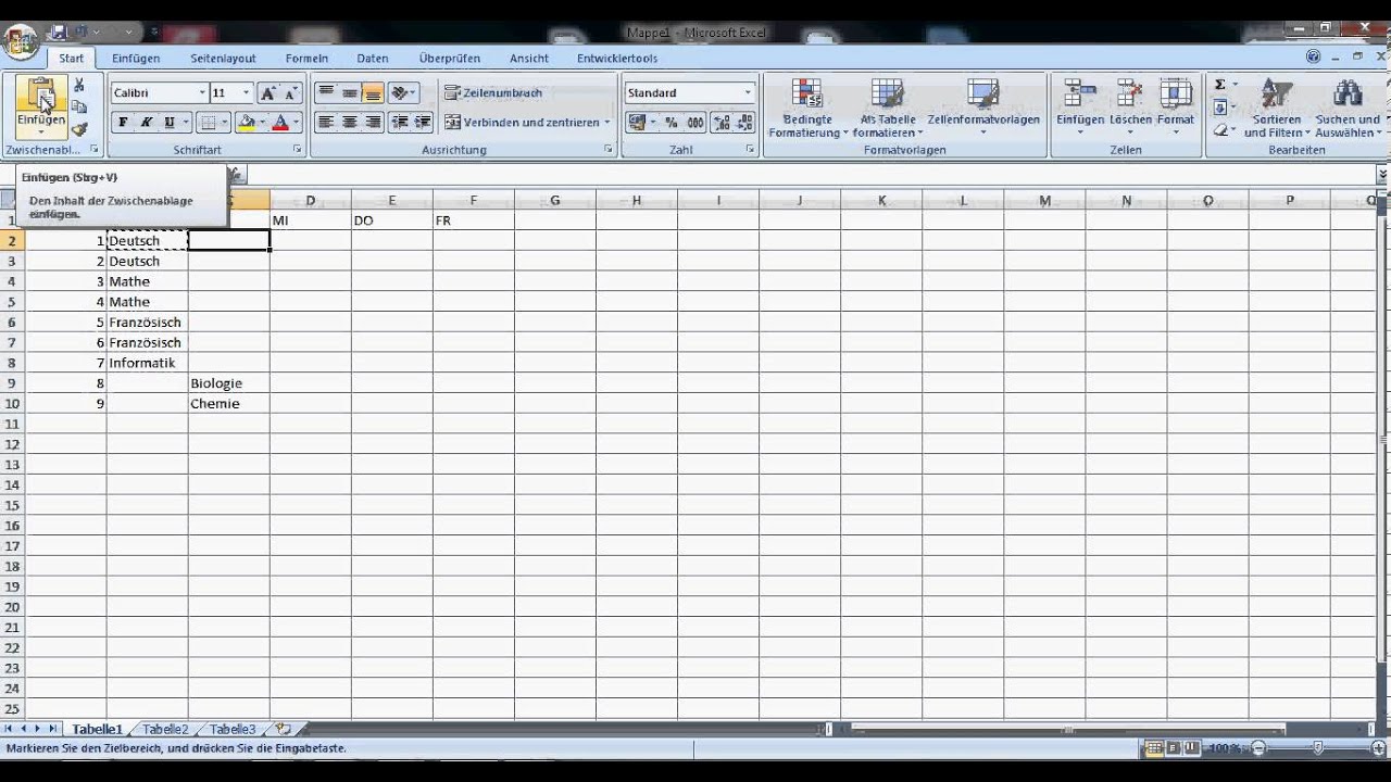 EXCEL Tutorial - Einstieg #1: Was ist Excel? Erstes Beispiel: Stundenplan