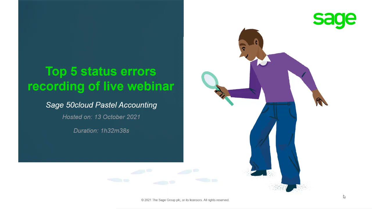 Sage 50cloud Pastel (ZA) - Recording of webinar - Top 5 status errors.