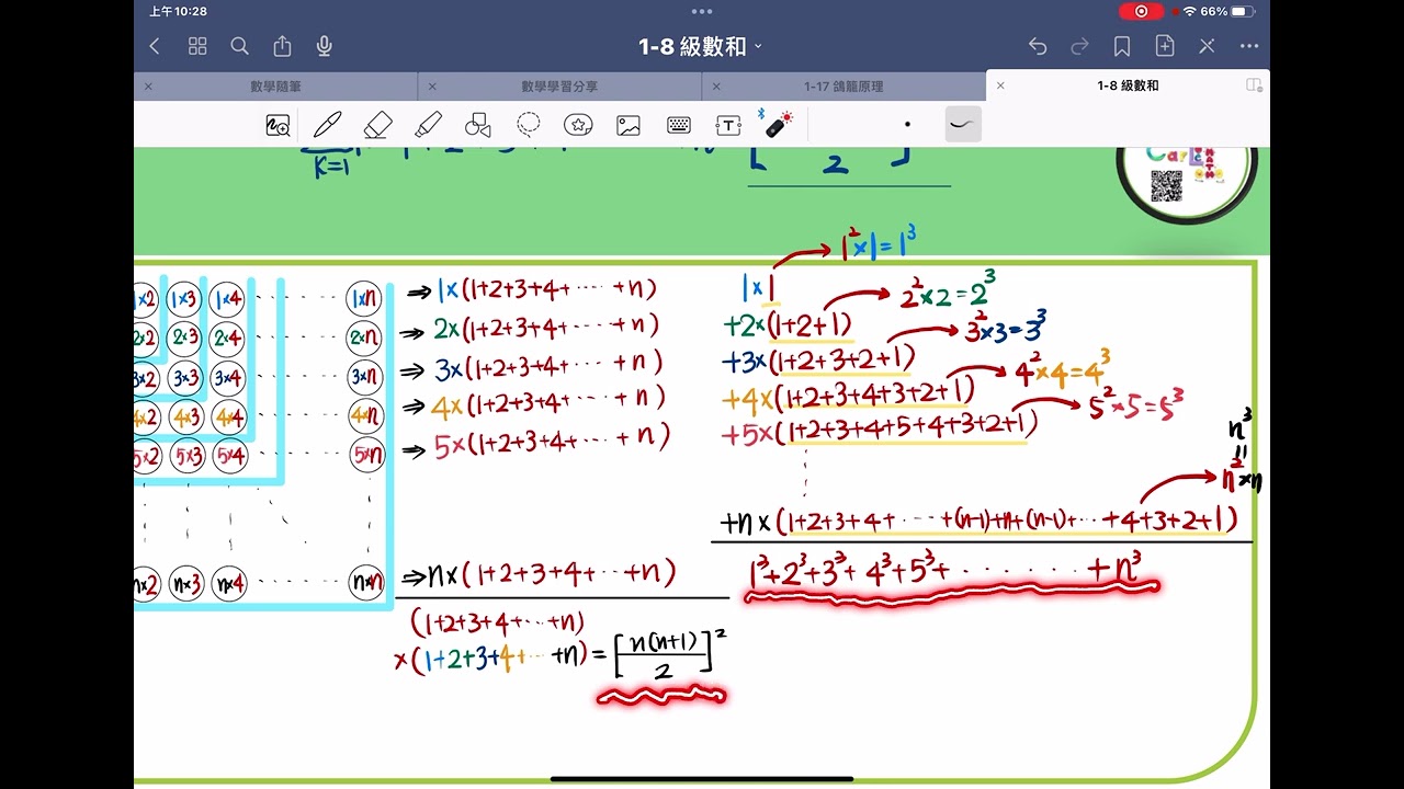 科學班必修8 級數和連續整數平方立方和