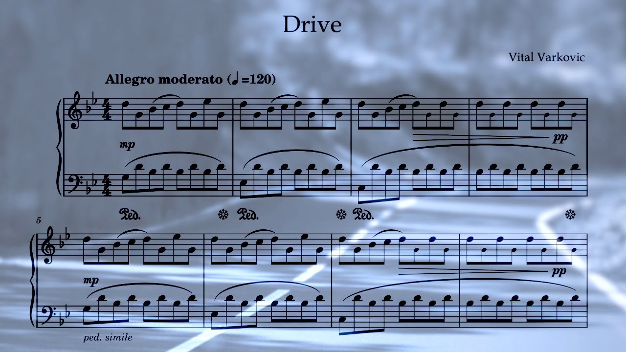 Vital Varkovic &ndash; Drive &ndash; Piano Sheet Music Video | Follow-Along Score | Official PDF