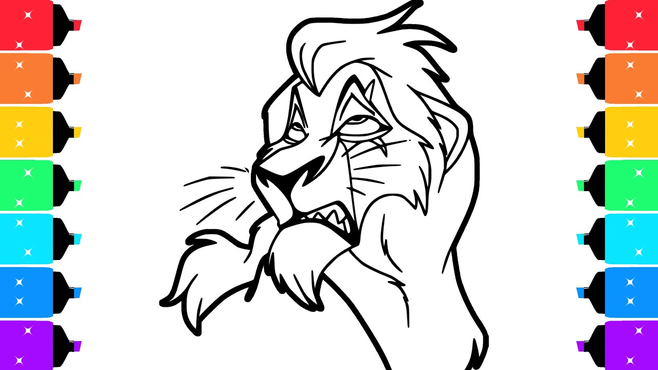 Coloring The Lion King Angry Scar Coloring Pages | Unboxing Arrtx Acrylic Markers