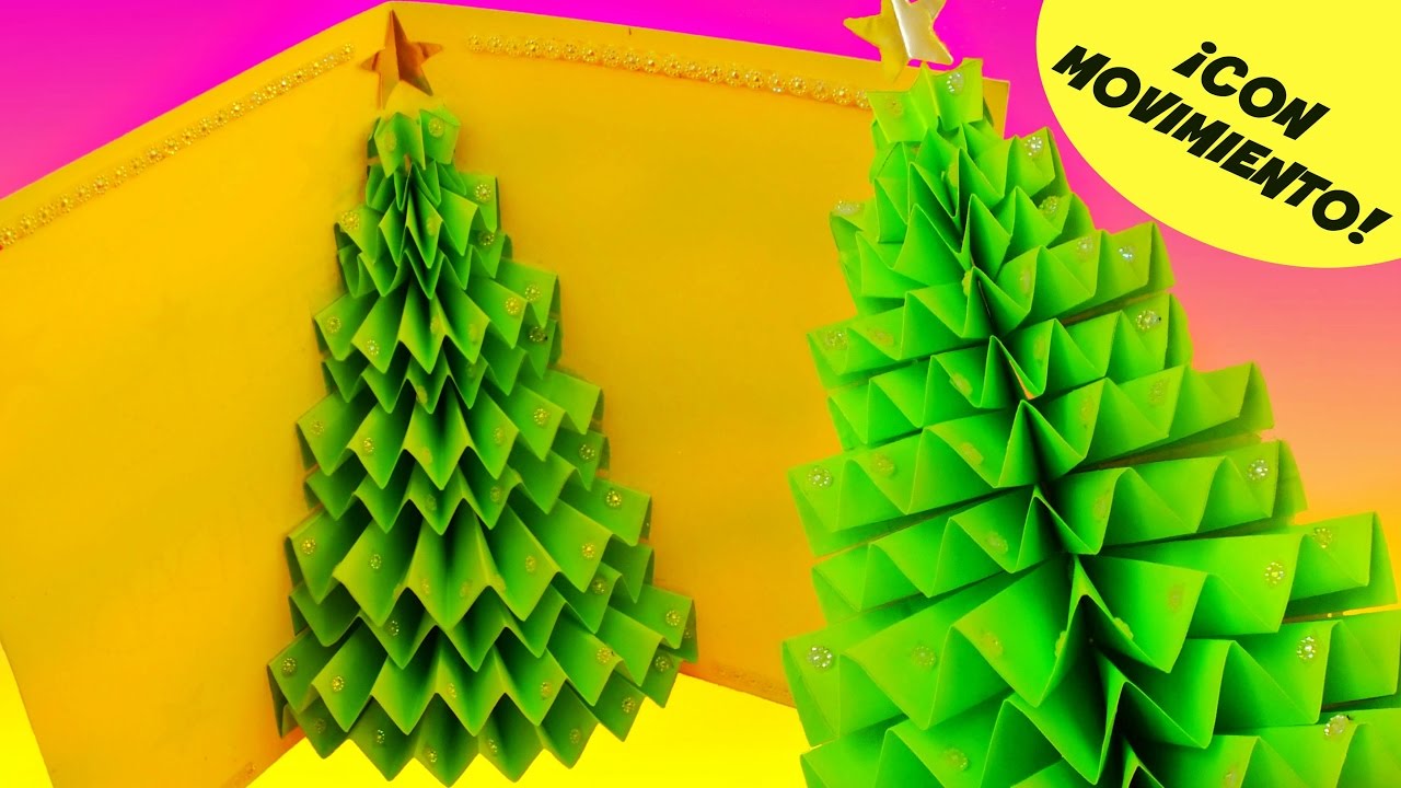 DIY TARJETA DE NAVIDAD: Árbol o Pino 3D QUE SE MUEVE (Pop-Up)