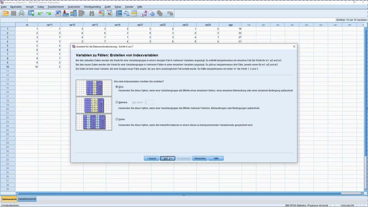SPSS - Changing the data format from wide format to long format