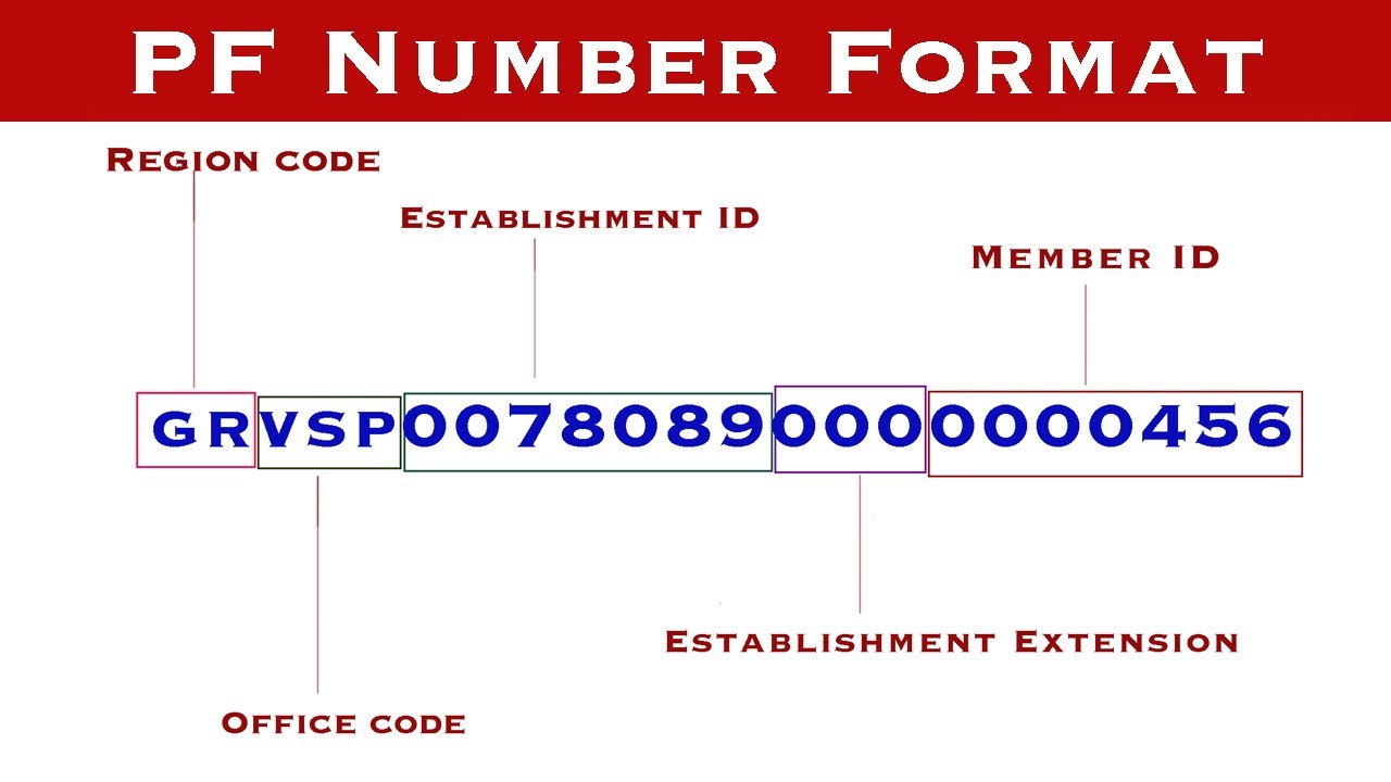 PF Number Format Details | Member ID in PF | Establishment Code | Extension | Region Code