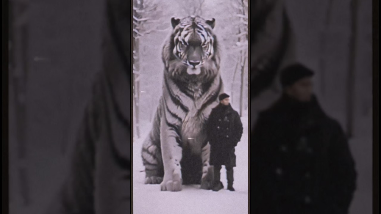 Slavic Man Shows Off Largest White Siberian Tiger #creepy #beast #tiger #ai #nightmare #giant