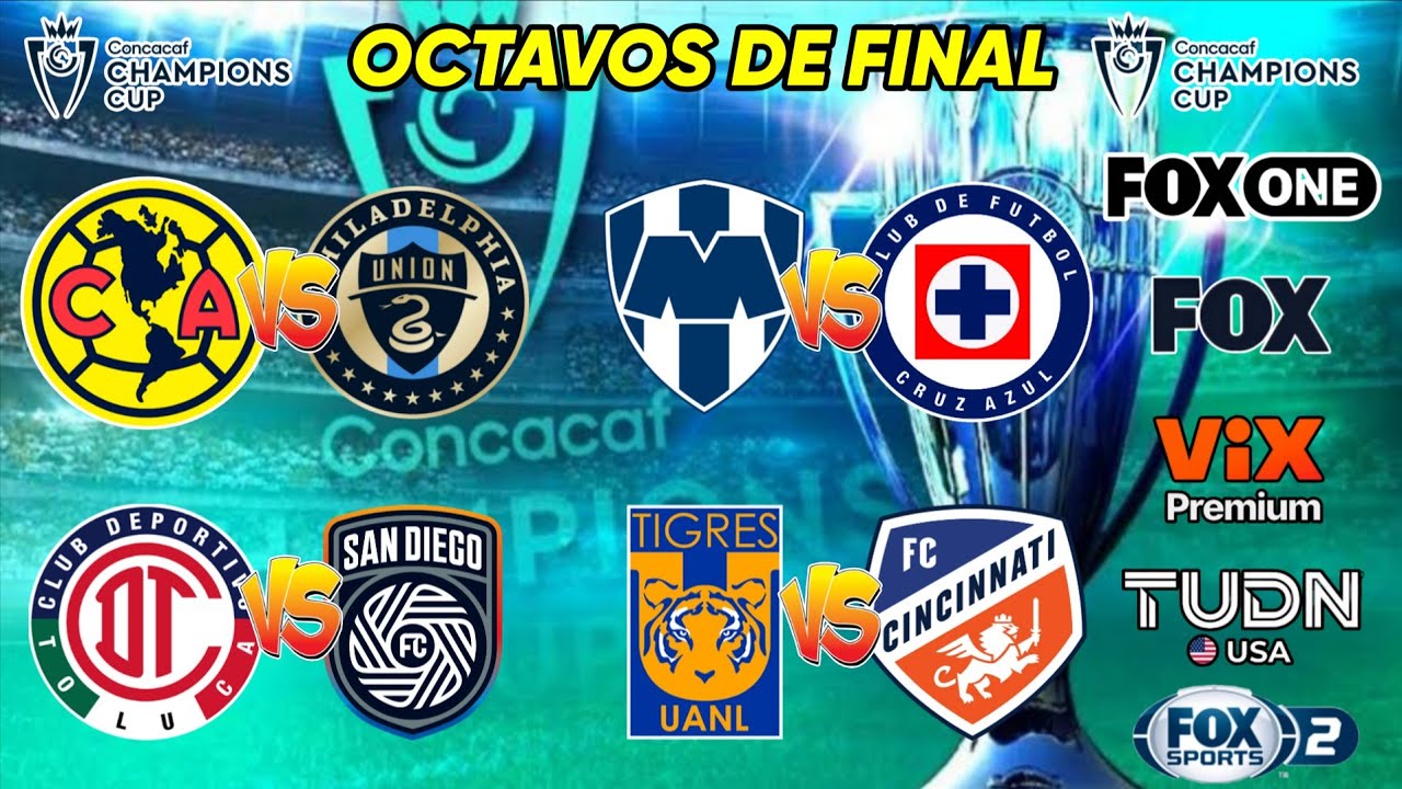 FECHAS,HORARIOS Y CANALES PARA LOS OCTAVOS DE FINAL DE LA CONCACHAMPIONS CUP 2026